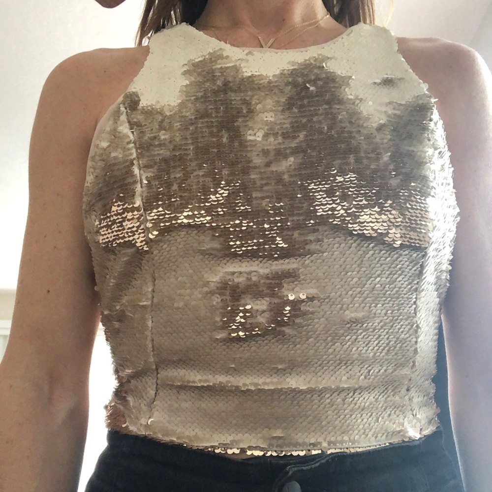 Zara Gold sequin top - Picture 3 of 5